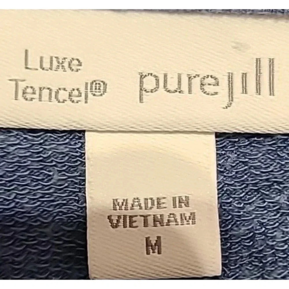 J. Jill Purejill Luxe Tencel Tunic Blouse Women's Medium Blue Asymmetrical Hem - Picture 3 of 4